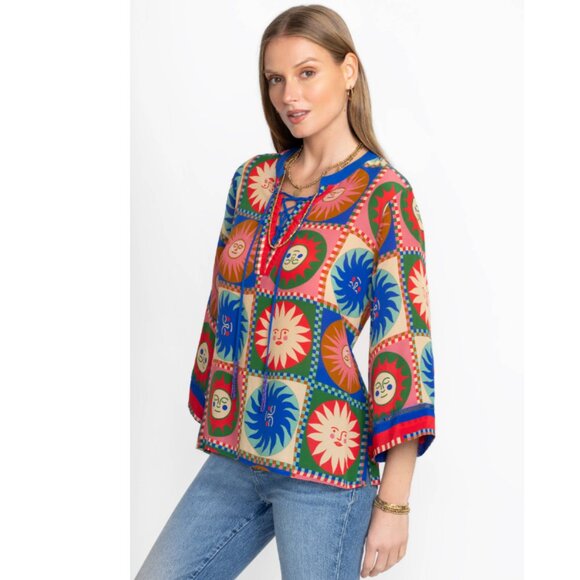 NEW JOHNNY WAS Silk Front Tie Villa Blouse 1125 10m5 - Picture 3 of 7